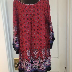 Hotouch burgundy print dress XXL